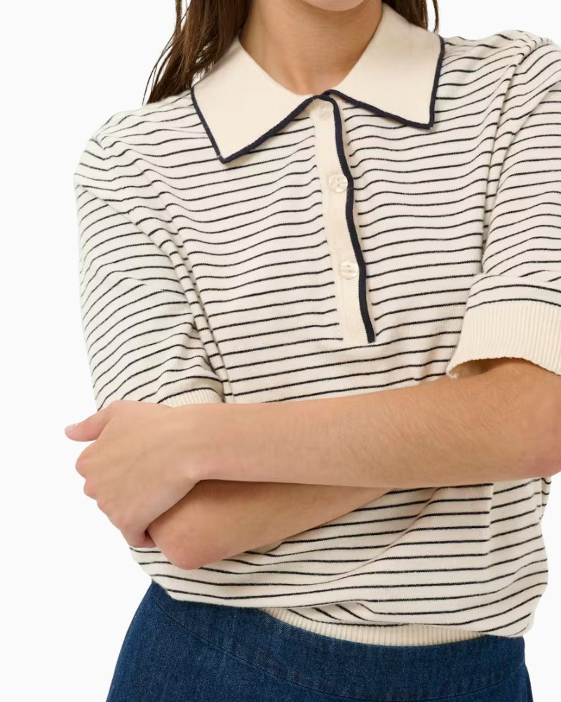 Part Two AnettiPW pullover navy cream collar detail