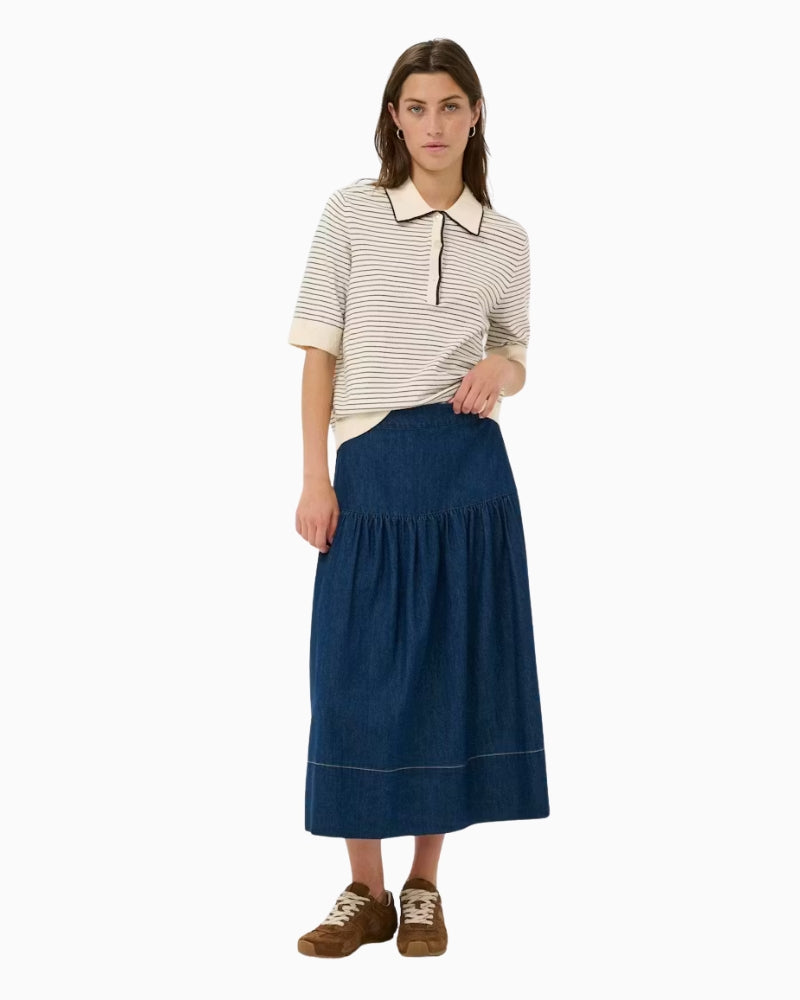 Part Two AnettiPW pullover navy cream stripe detail