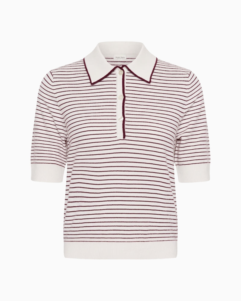 Part Two Anetti PW Pullover wine stripes front view