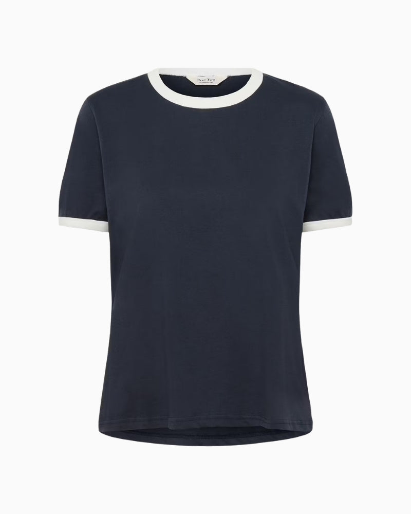 Part Two AngelitaPW T-shirt Navy Whisper White flat product image