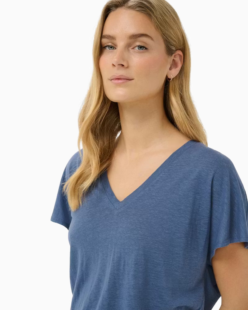 Part Two AxelinesPW T-shirt indigo front view V-neck loose fit