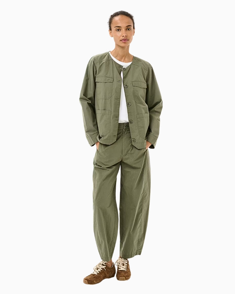 Part Two AzizaPW Casual Jacket Smokey Olive Green button front detail