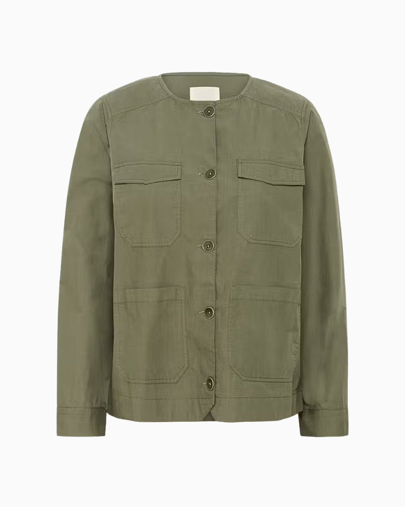 Part Two AzizaPW Casual Jacket Smokey Olive Green flat lay front view