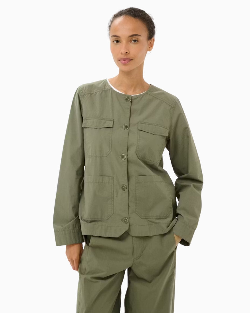 Part Two AzizaPW Casual Jacket Smokey Olive Green front view