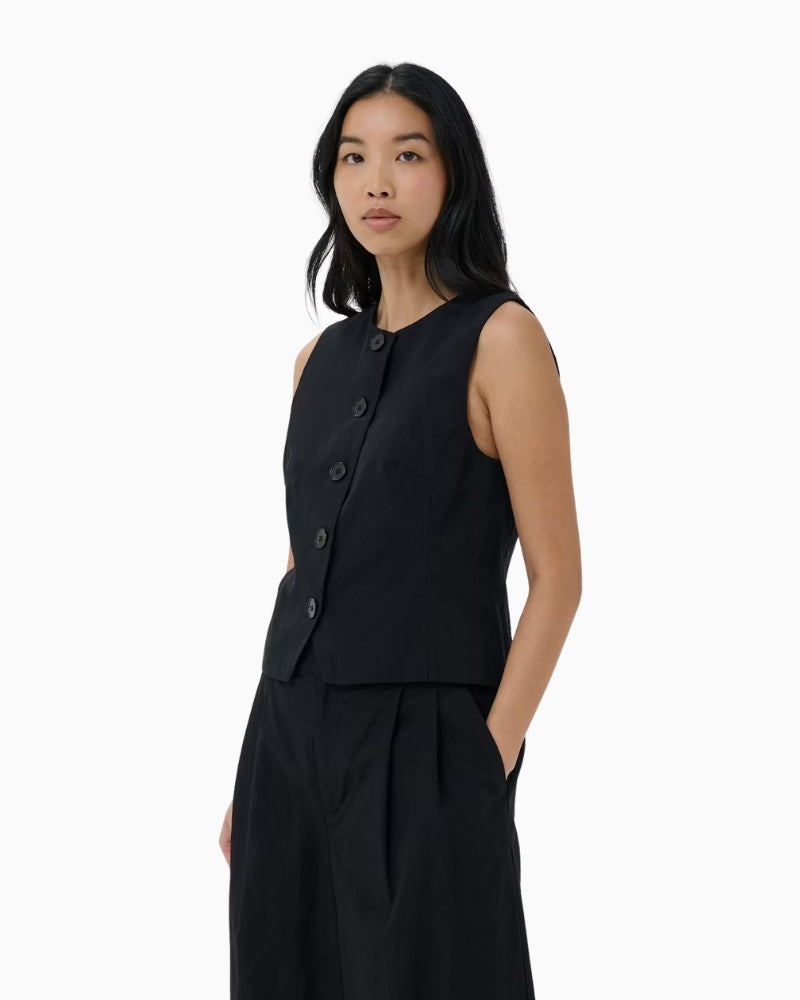 Part Two BenittaPW Waistcoat black side view
