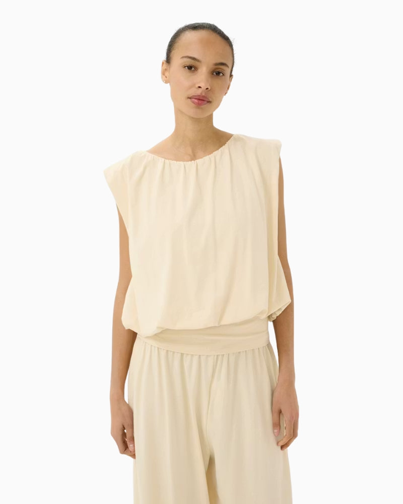 Part Two BerthinePW Top in beige front view