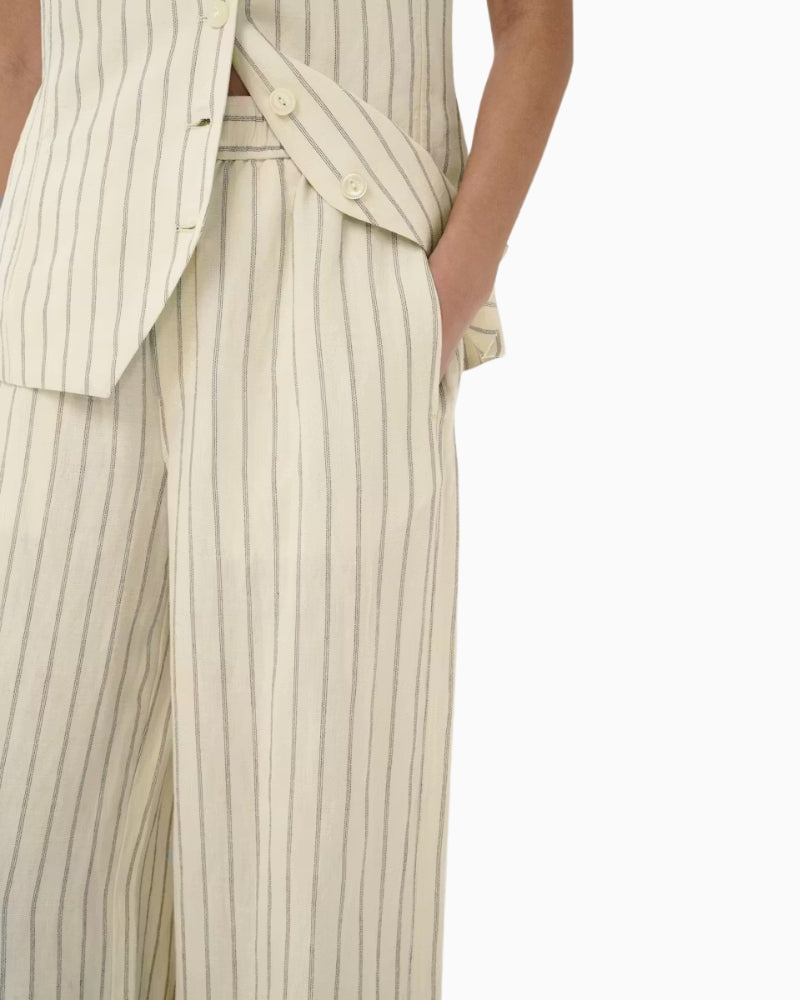 Part Two BianaPW Trousers in cream black stripe detail