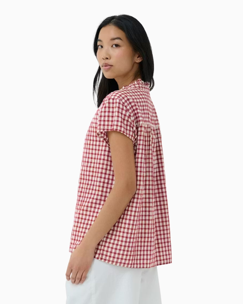 Part Two BjankaPW Blouse in Dark Red check side view