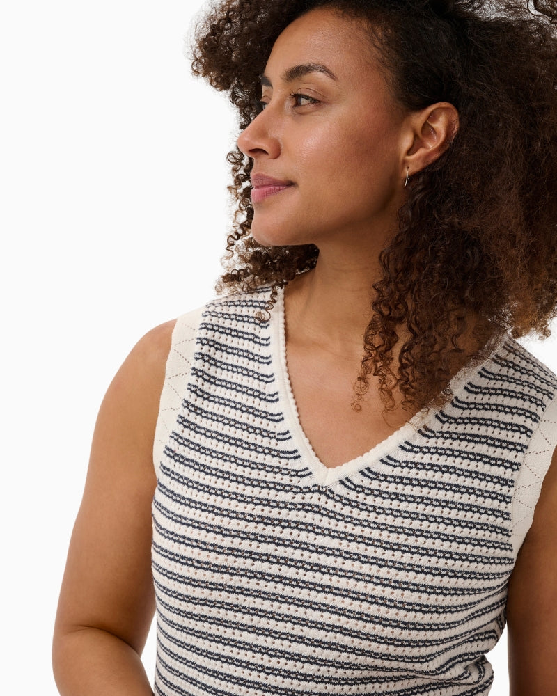 Part Two BolissaPW Top in navy stripe knitted texture detail