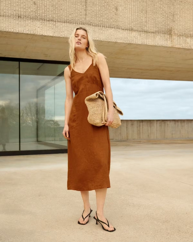 Part Two BotillePW Dress in brown model full length view