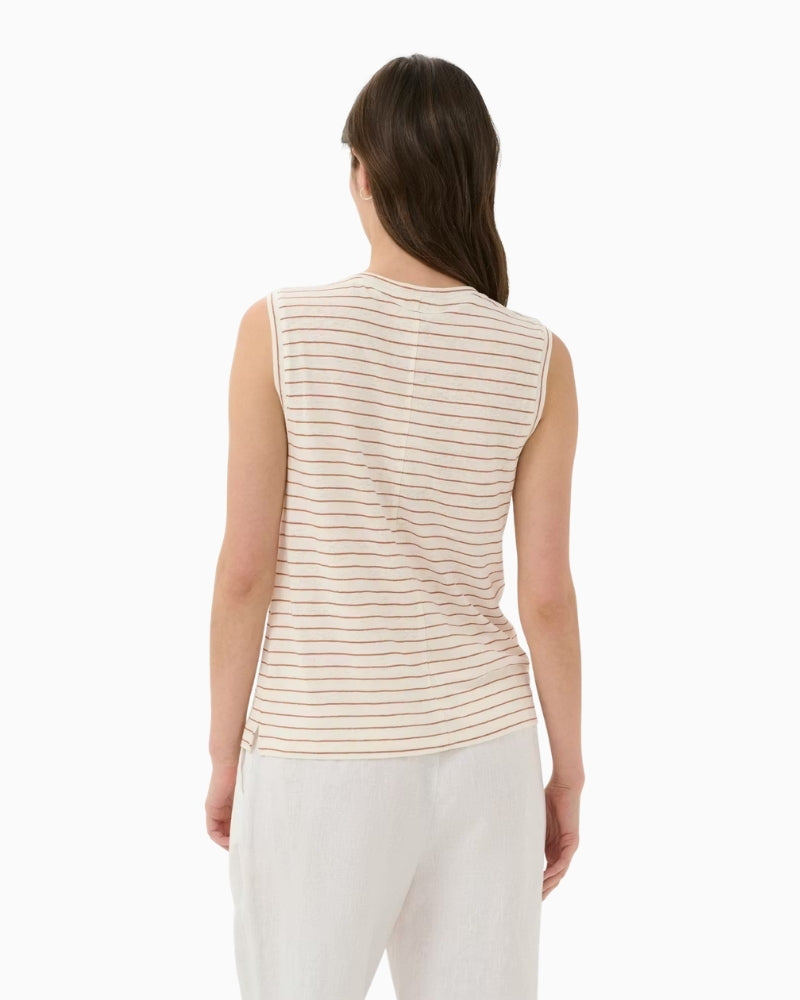 Part Two BrianiePW Top in beige stripe back view