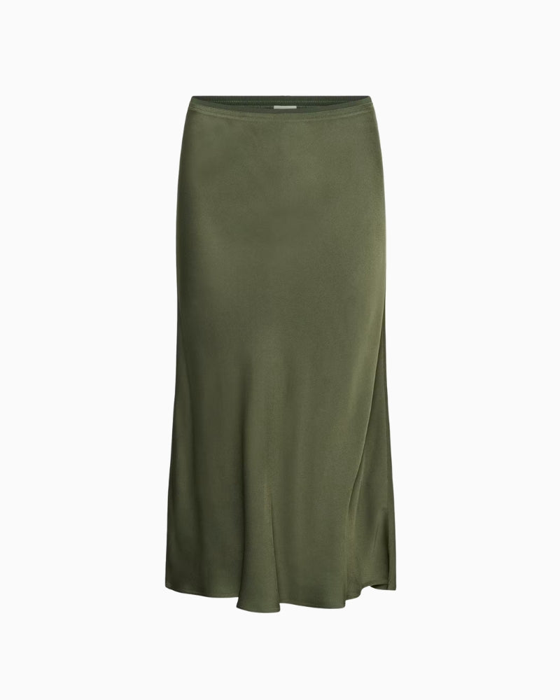 Part Two Candice Skirt in Khaki elasticated waistband detail
