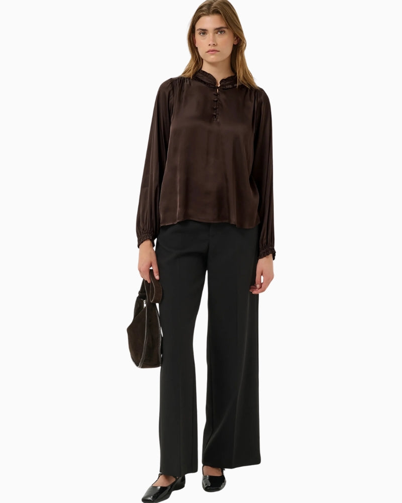 Part Two CaterinaPW Blouse in Brown styled view