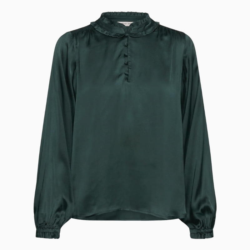 Part Two CaterinaPW Blouse in forest green front detail