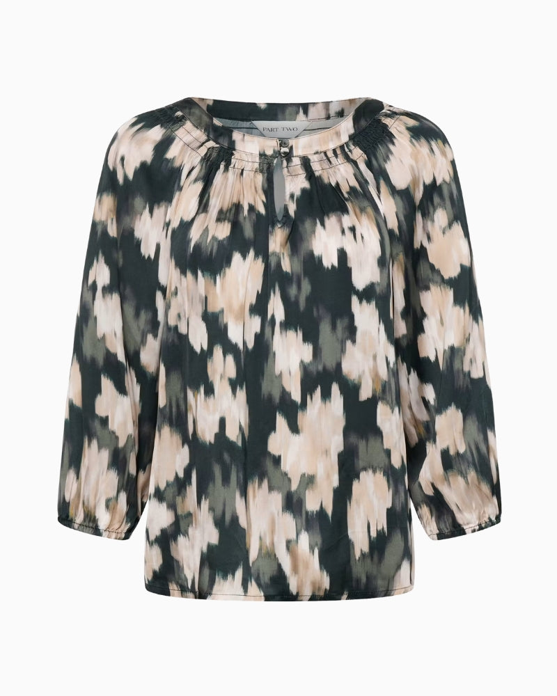 Part Two CatinPW Blouse in forest green front view