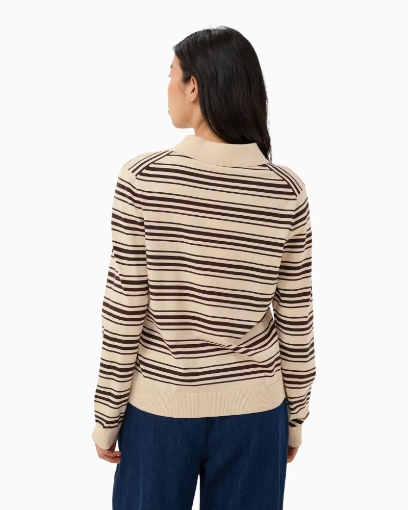 Part Two Channan PW Pullover in cream and brown back view