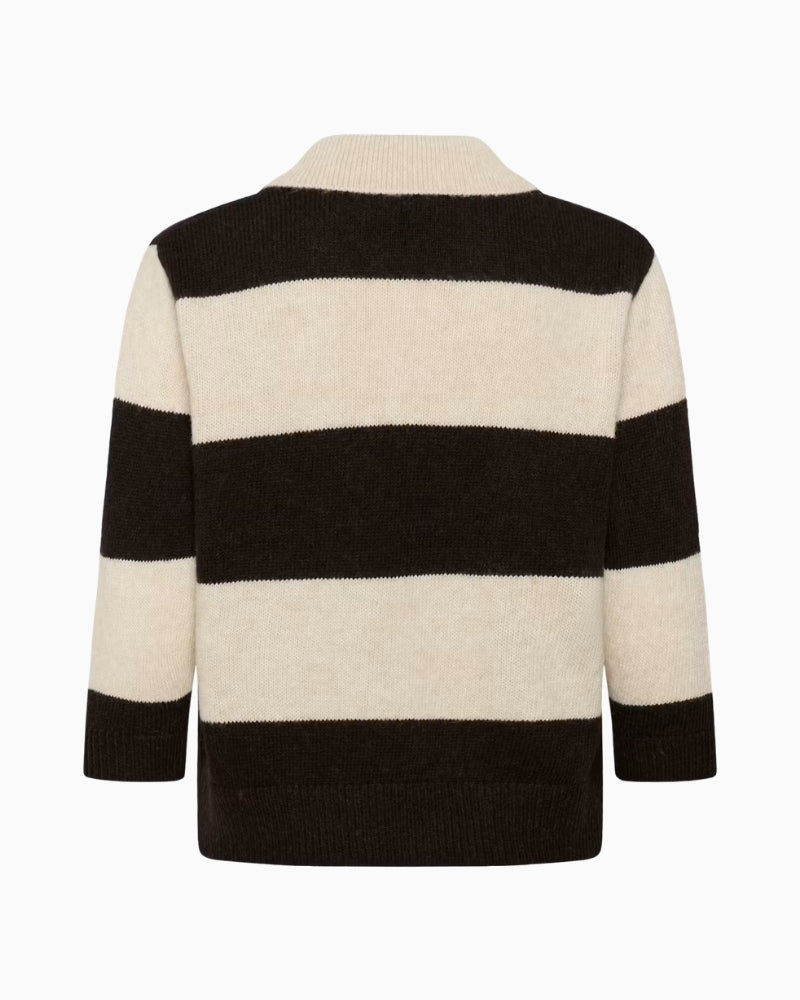 Part Two Charlott PW Pullover in cream and brown back detail