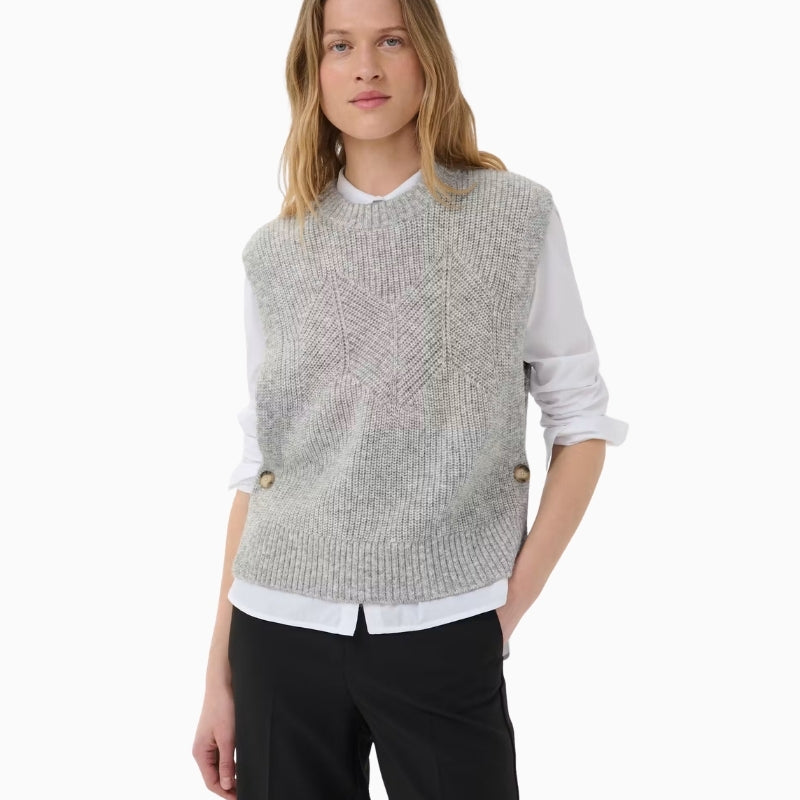 Part Two CharlyePW Waistcoat in Medium Grey Melange front view