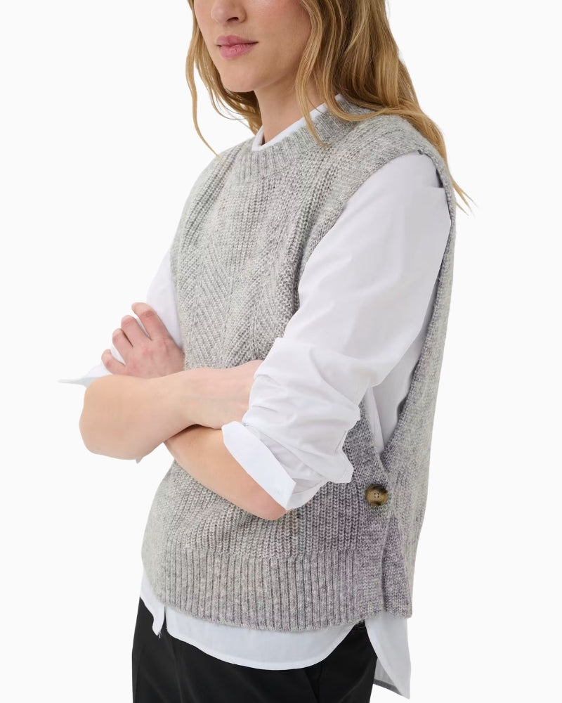 Part Two CharlyePW Waistcoat in Medium Grey Melange side view