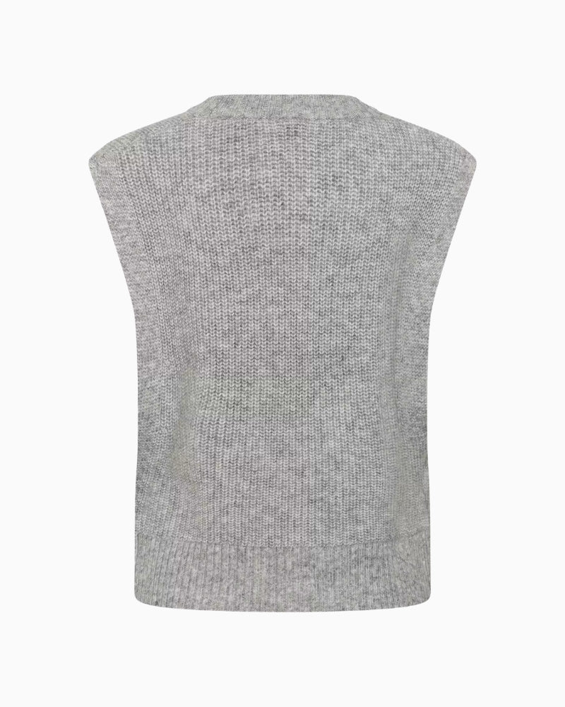 Part Two CharlyePW Waistcoat in Medium Grey Melange textured knit detail
