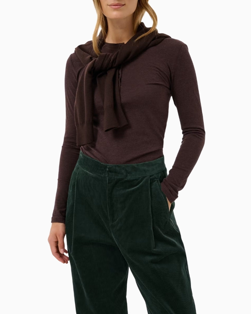 Part Two ColleenPW Trousers in forest green waistband detail