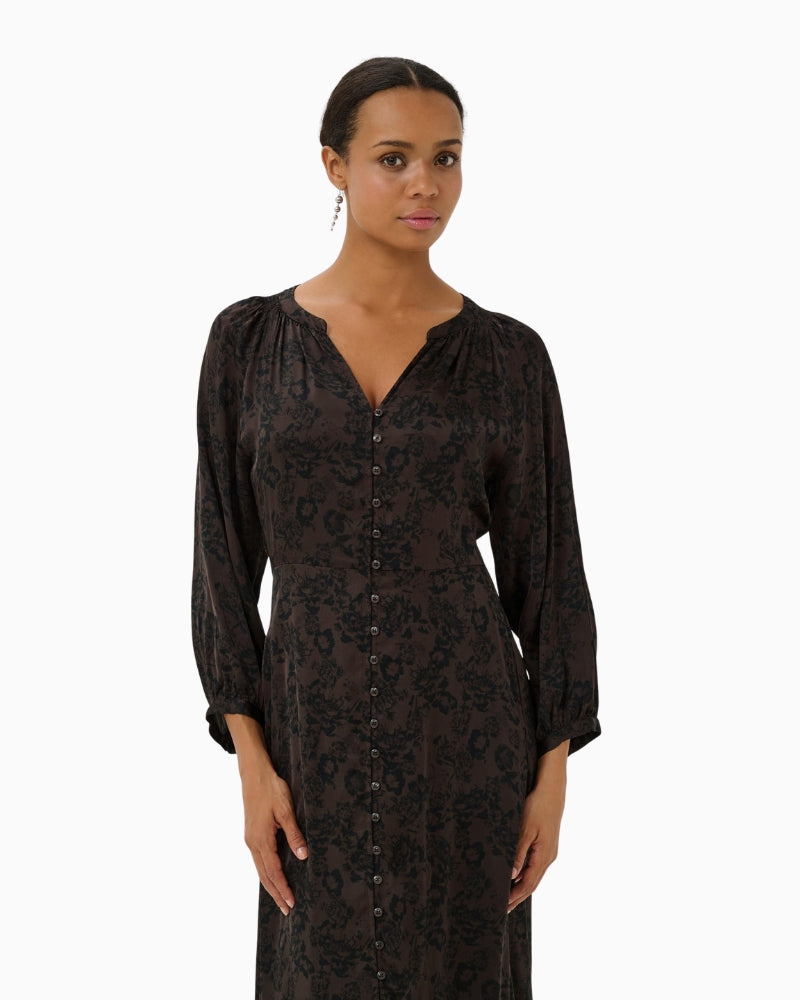 Part Two Deedee Dress in Brown Gradient Flower sleeve detail