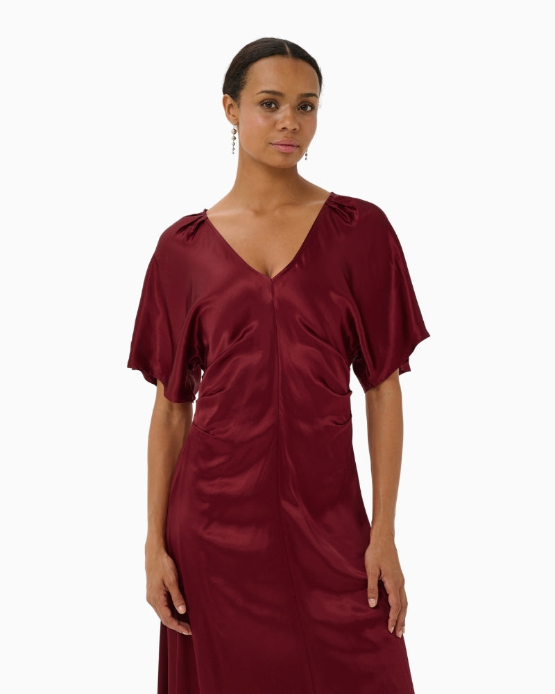Part Two Dell Dress in red batwing sleeve detail