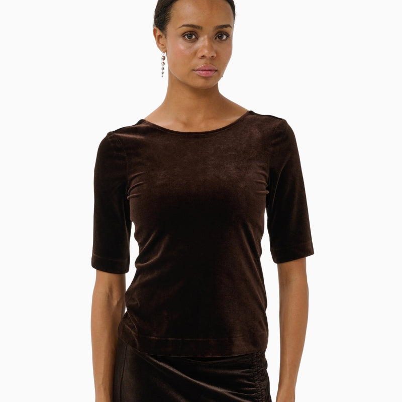Part Two Diddi T-Shirt in Mole brown front view