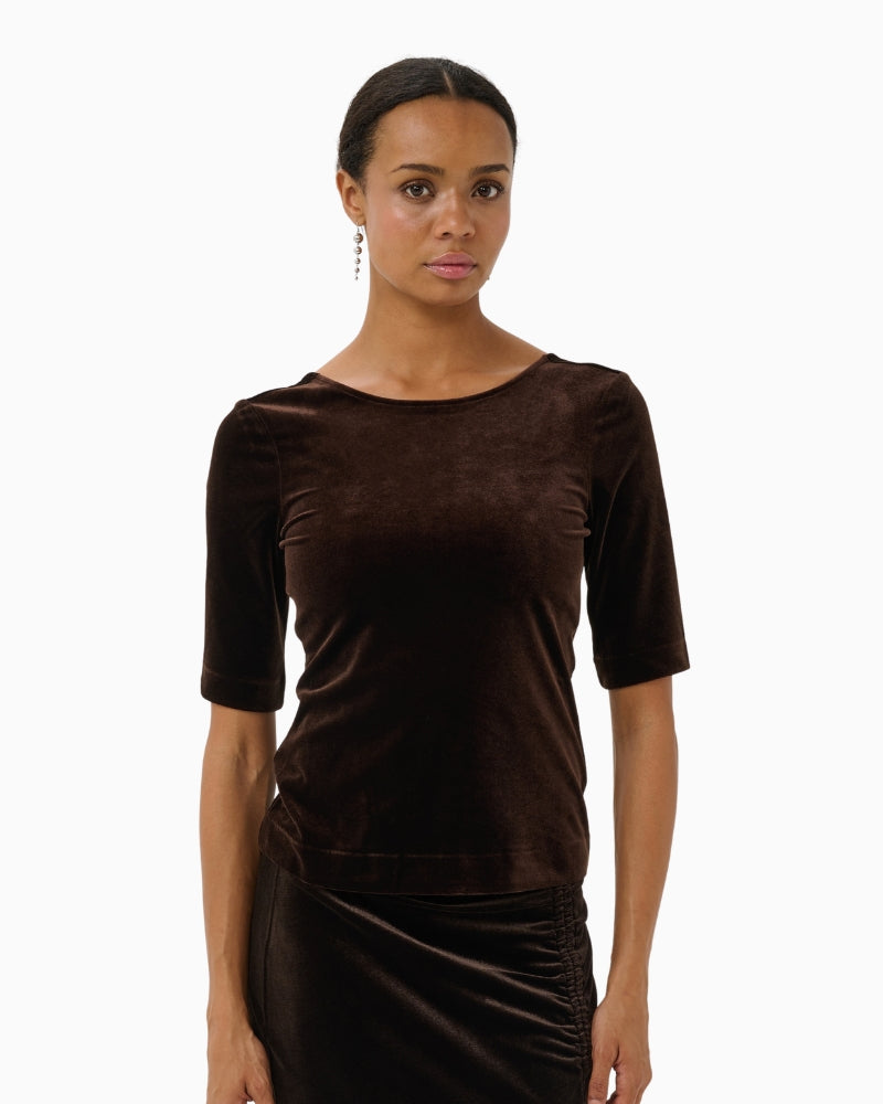 Part Two Diddi T-Shirt in Mole brown front view