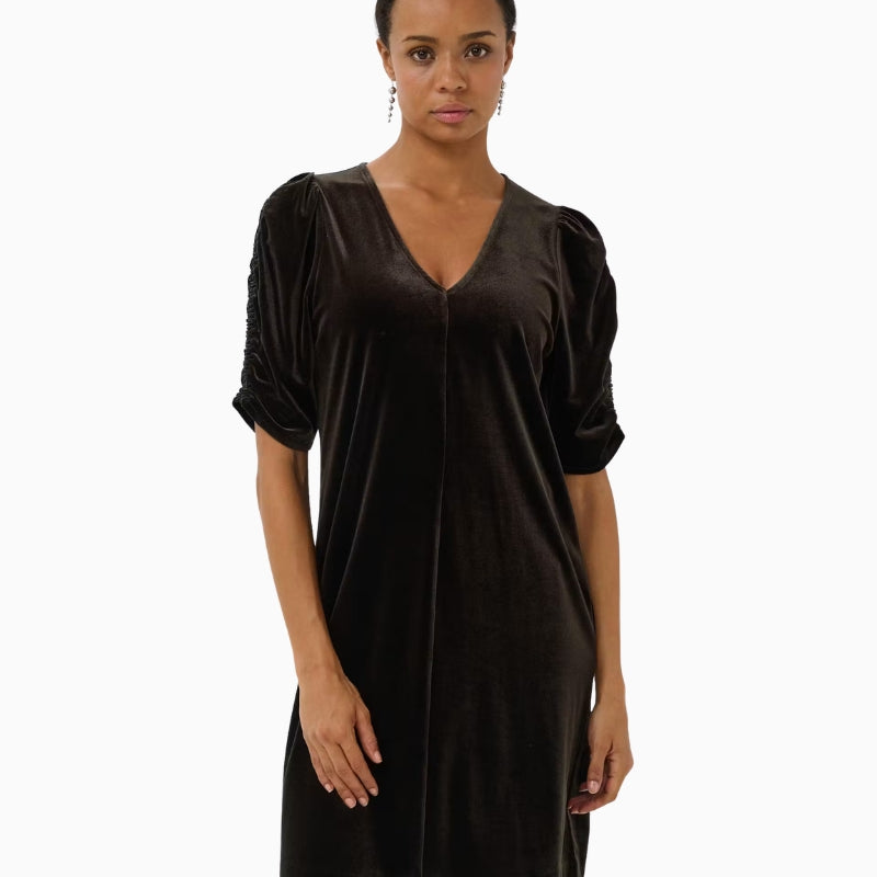 Part Two Didem Dress in brown front view