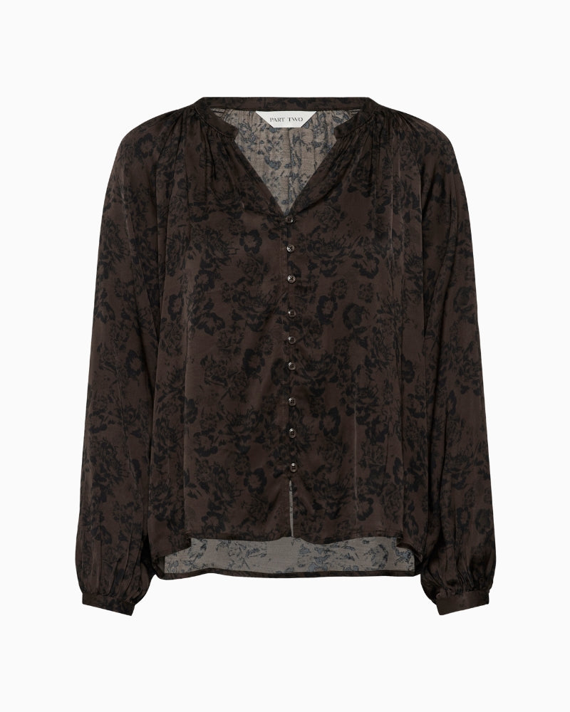 Part Two Doaa Blouse in Brown Gradient Flower front view