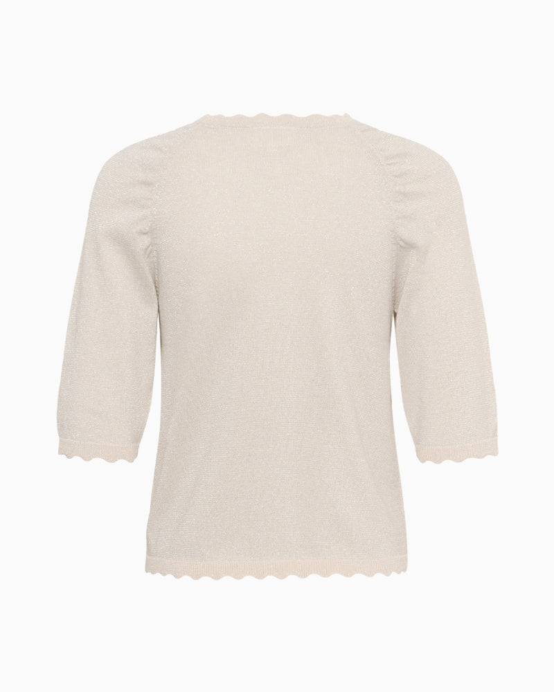Part Two Dot Short Sleeve Jumper in cream back view