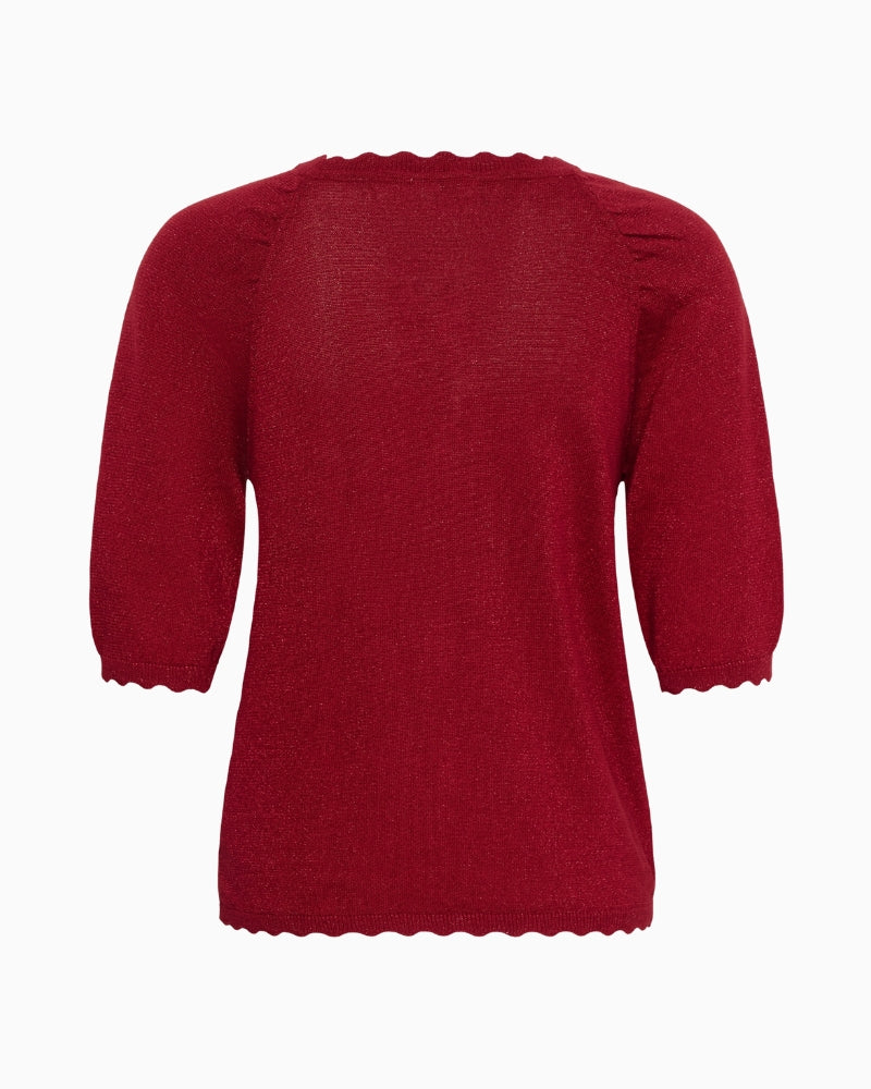 Part Two Dot Short Sleeve Jumper in red back view
