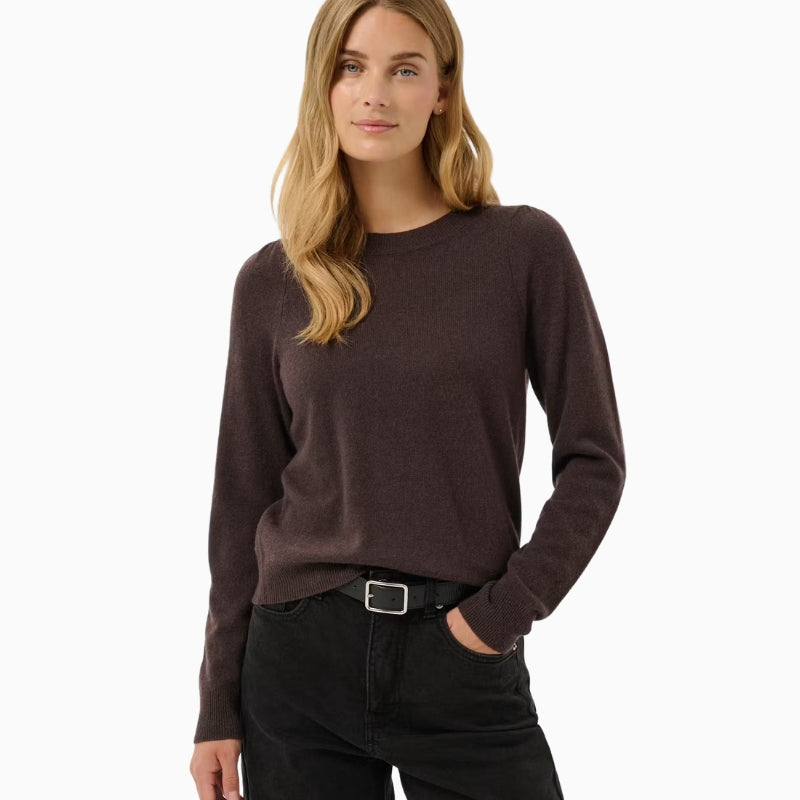Part Two EvinaPW Cashmere Pullover in Brown front view