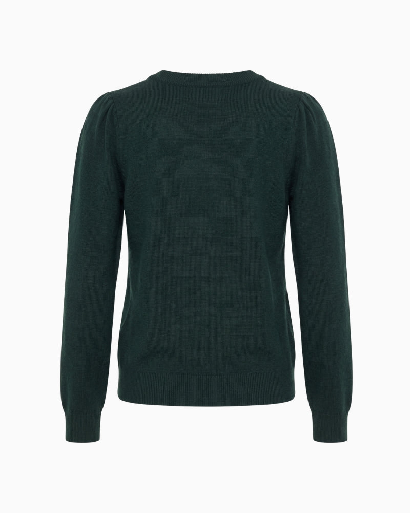 Part Two EvinaPW Cashmere Pullover in forest green back view