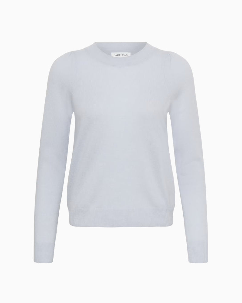 Part Two EvinaPW Cashmere Pullover in pale blue front view