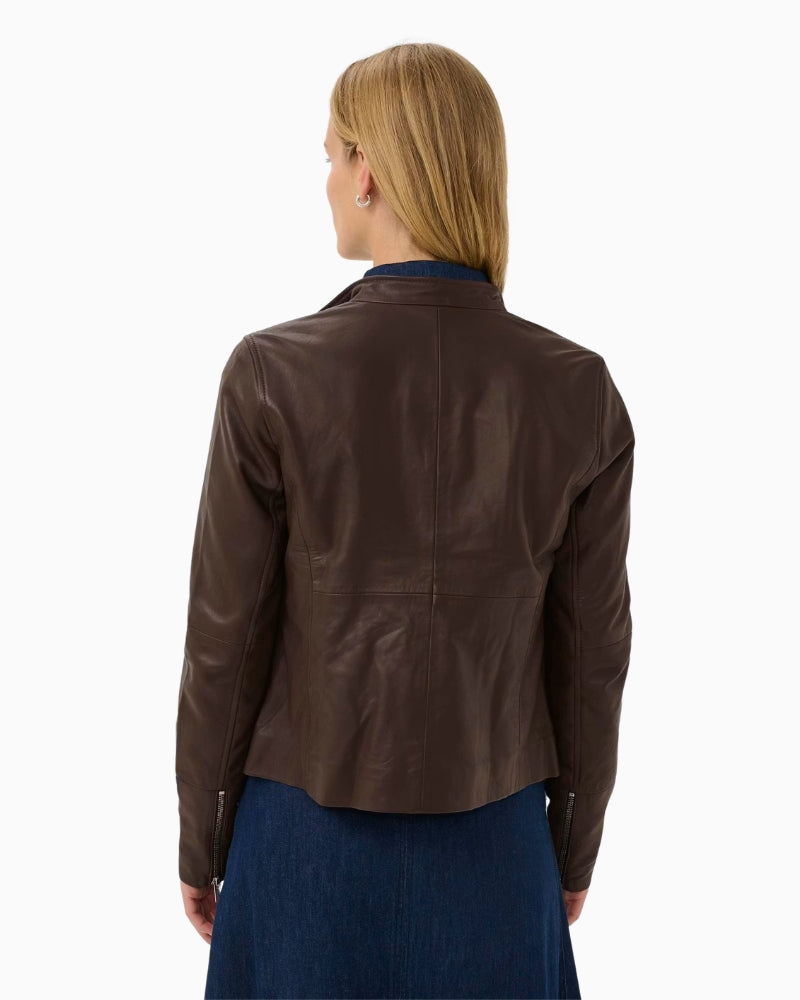 Part Two Frances Leather Jacket in Brown back view