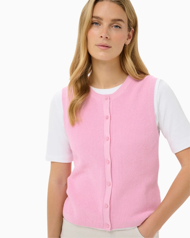 Part Two Gemma Knit Vest Cameo Pink knit texture detail