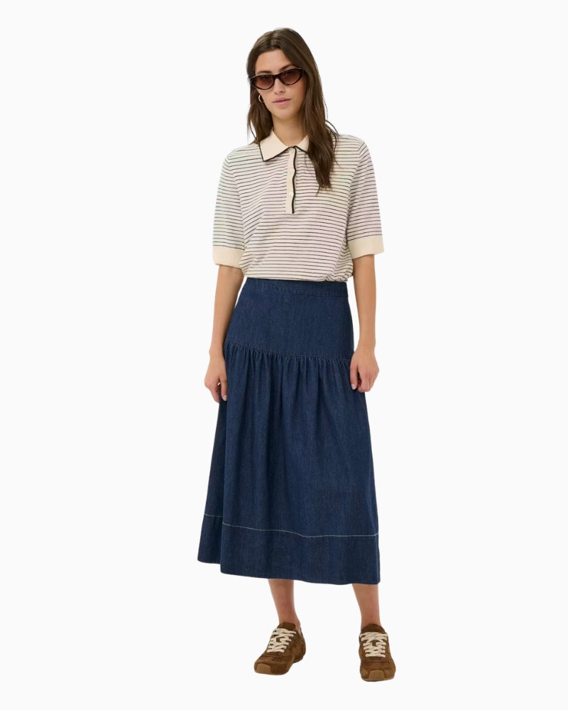 Part Two NelliaPW Skirt denim full front view