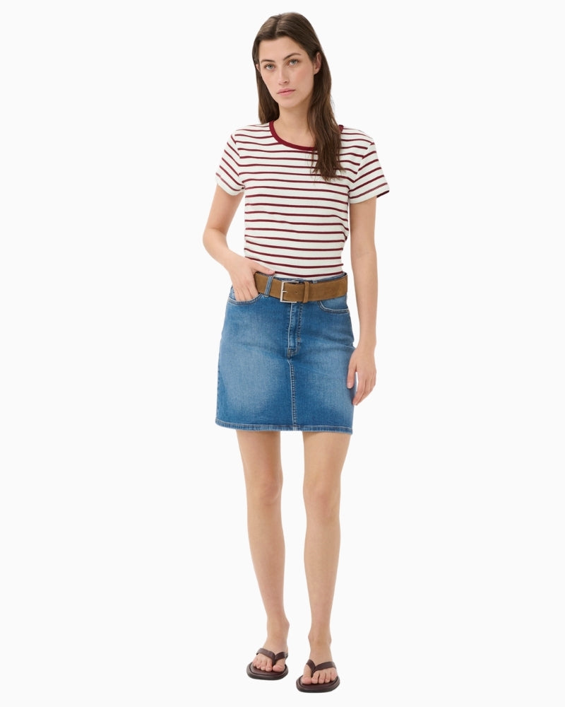 Part Two RochellePW T-Shirt in Cream and Burnt Russet Stripe full outfit view