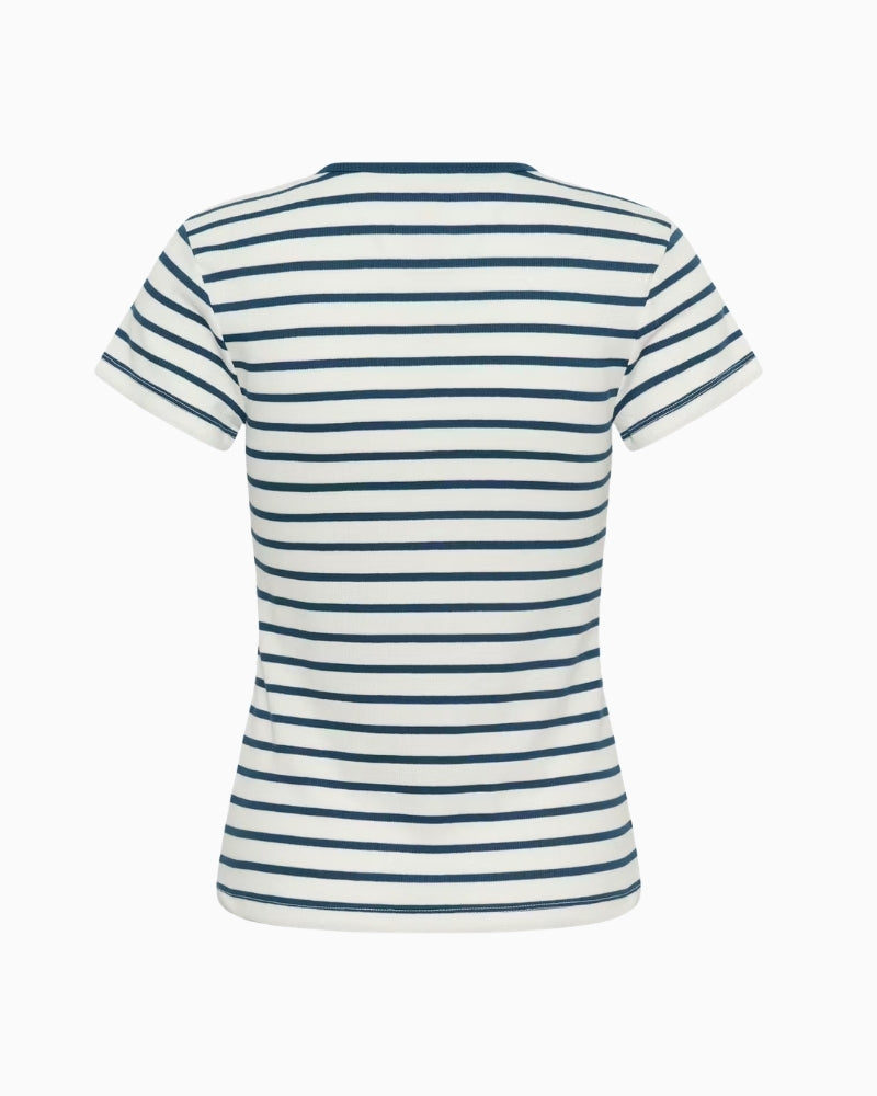 Part Two Rochelle T-Shirt in Cream and Blue Stripe back view