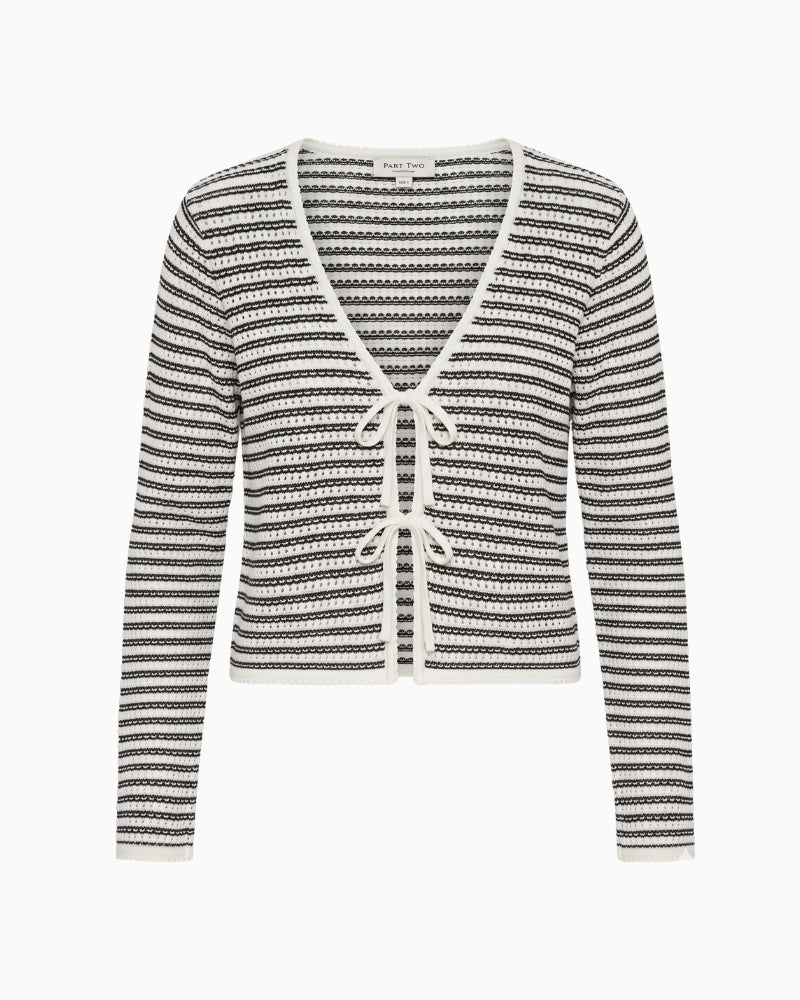 Part Two RosefinaPW Cardigan in navy stripes front view