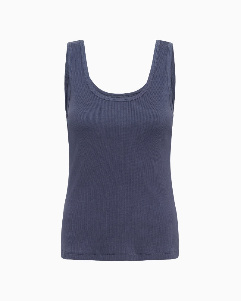 Part Two Roselyn Top in Blue Indigo front view