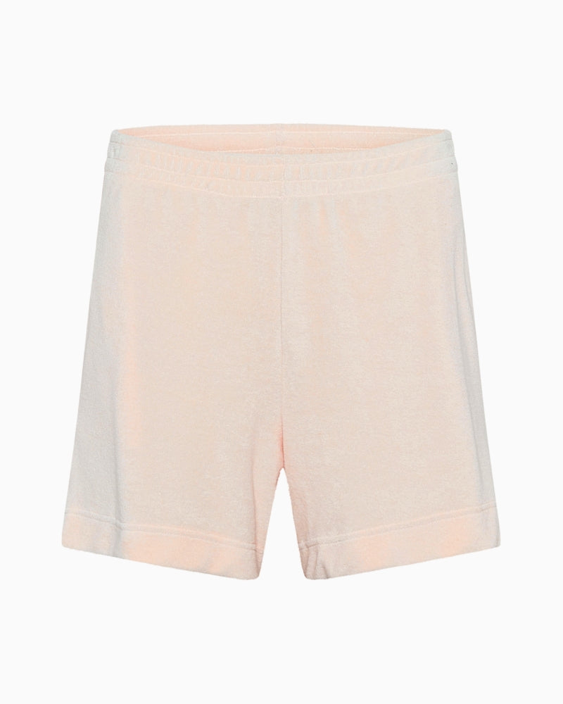Front view of Part Two Rosemaya Shorts in cream organic cotton blend with elasticated waist