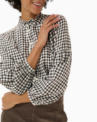 Close-up of mini check fabric with cotton–TENCEL™ blend texture