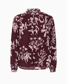 Part Two Shiroma blouse in tawny port botanical print, front view