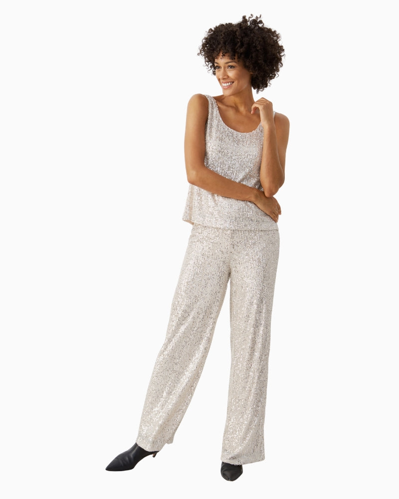 Part Two Tamana Top in Silver side view showing relaxed fit