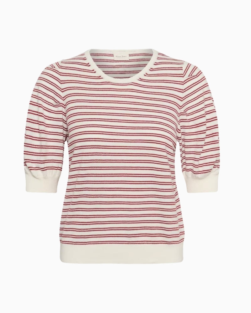 Part Two Varaian Pullover in red stripe front view