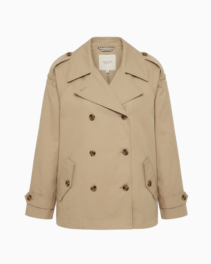 Part Two YunaPW Outerwear cream trench coat front view