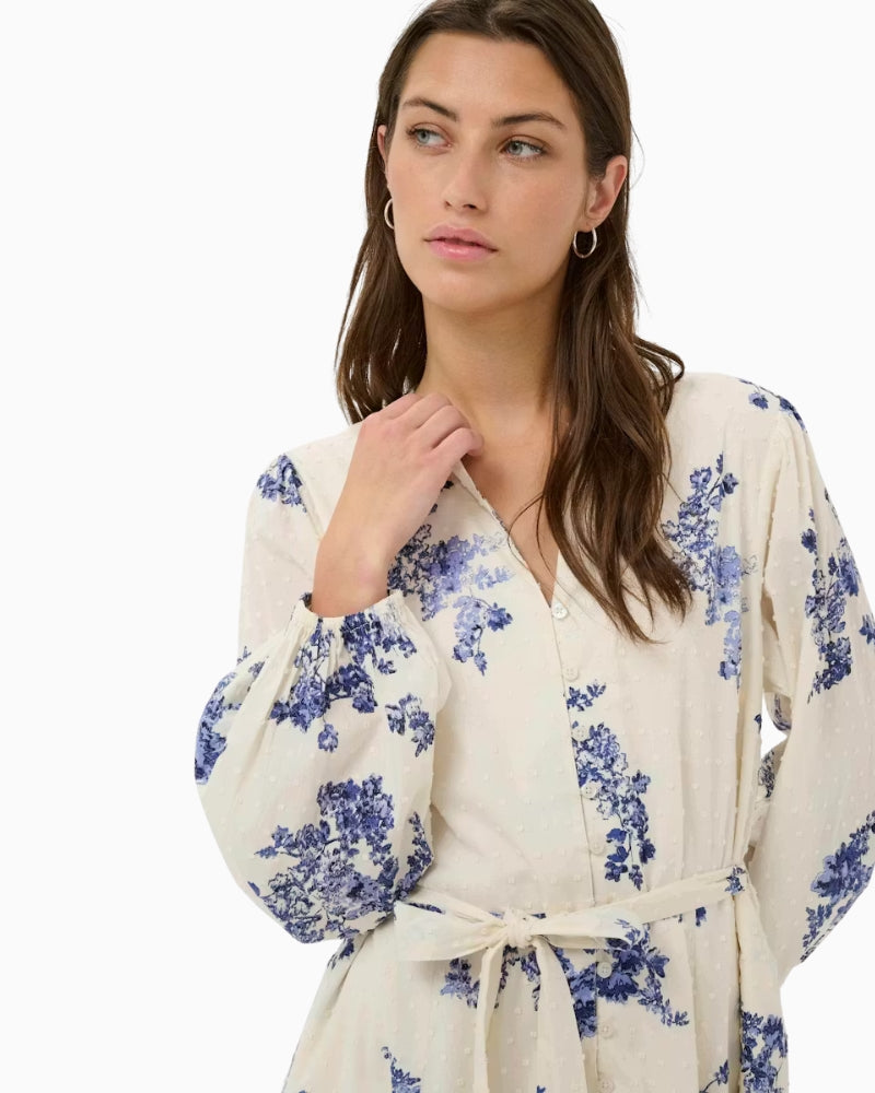 Part Two floral dress neckline and button placket detail